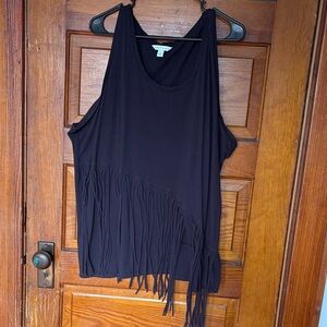 Dark Grey Fringe Sleeveless Top